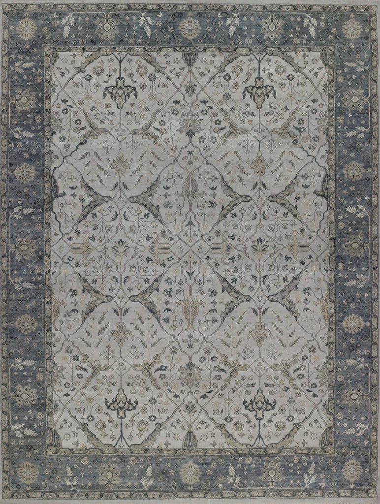 Laura collection luxury grey modern Oushak rug made of wool.
