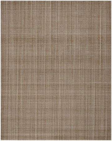 8x10 mocha brown hand loomed rug with nubby woven texture and beige linen accents in a cut and loop pile.