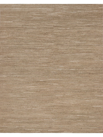 Roya Rugs hand knotted Beverly BV-01 Light Brown luxury solid rug with textured coarse wool and off-white linear lines.