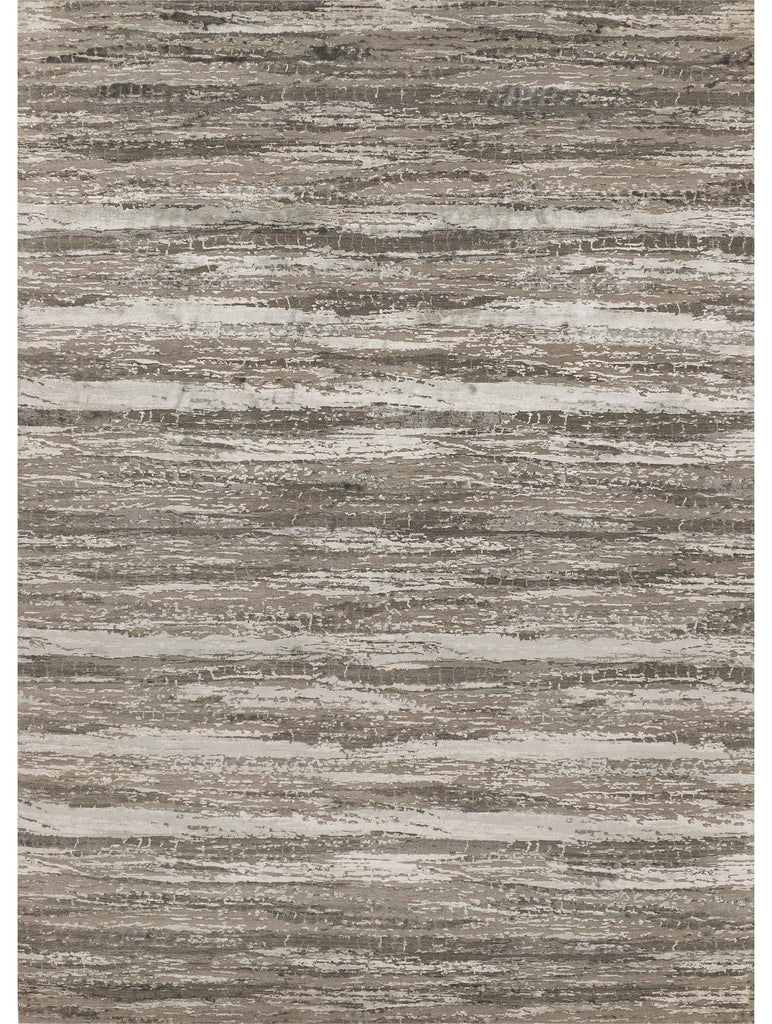 Roya Rugs modern wavy rug 10x14 in monochrome grey, pewter and silver colors with bamboo silk blend luxe look and feel.