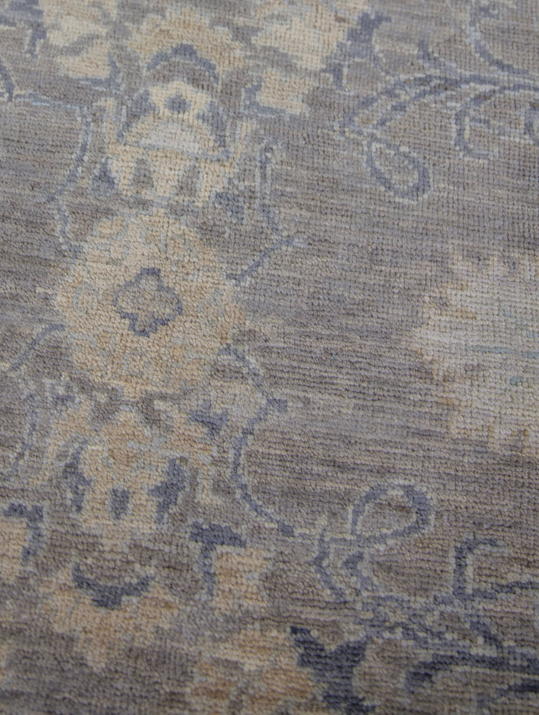 Handmade Hand Knotted luxury pakistan rug with persian and turkish oushak patterns monochrome light grey dark grey light blue beige tan