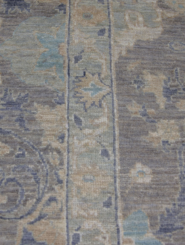 Handmade Hand Knotted luxury pakistan rug with persian and turkish oushak patterns monochrome light grey dark grey light blue beige tan