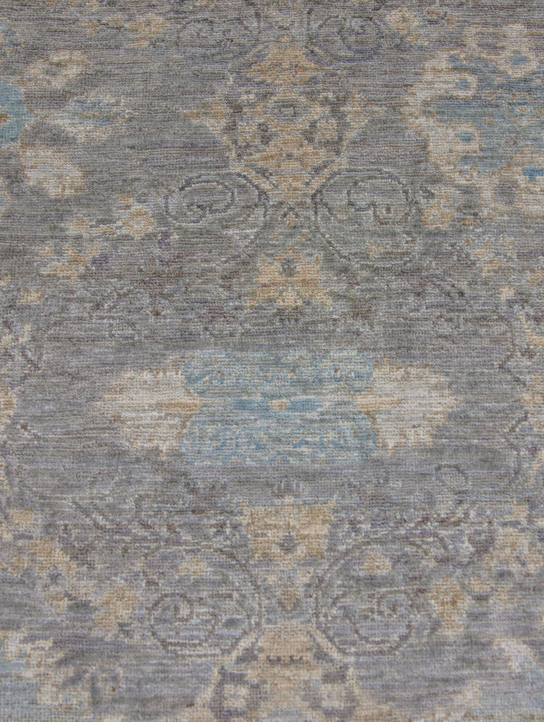 Handmade Hand Knotted turkish persian oushak ushak wool light grey beige ivory blue sky blue light blue washed antiqued new wool rug 8' x 10'