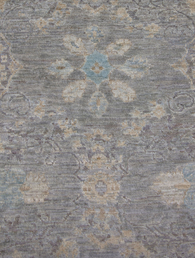Handmade Hand Knotted turkish persian oushak ushak wool light grey beige ivory blue sky blue light blue washed antiqued new wool rug 8' x 10'