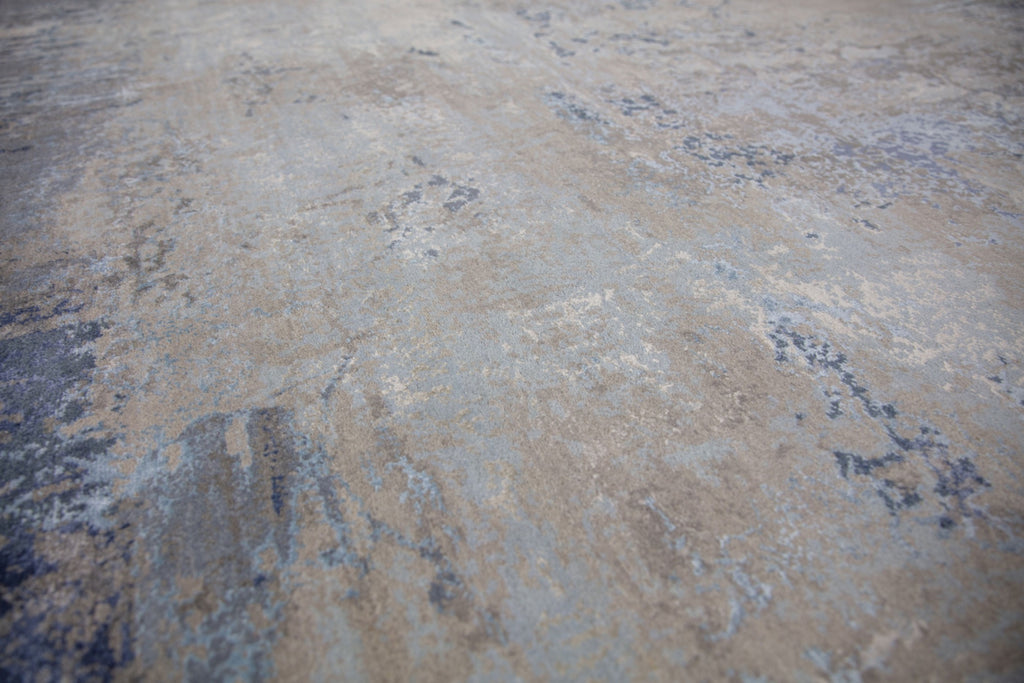 Blue, cream and grey contemporary rug