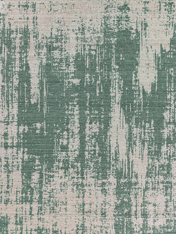 Abstract modern green 8x10 hand woven area rug with ivory/white texture and finger print design 8x10