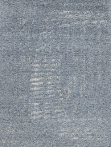 Claire CL-01 Denim Ivory color wool rug with textured pile and solid with hidden pattern by Roya Rugs