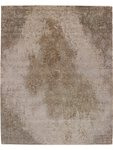 Roya Rugs Palais PLS-03 Taupe hand knotted modern distressed transitional rug.