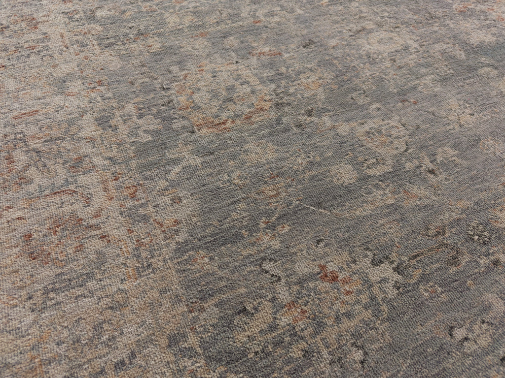 Slate blue and brick red floral oriental rug