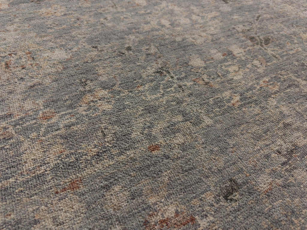 Rustic slate blue oriental area rug