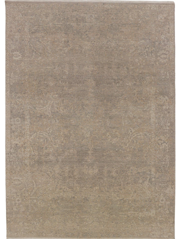 New distressed wool Persian rug with neutral taupe and ivory.