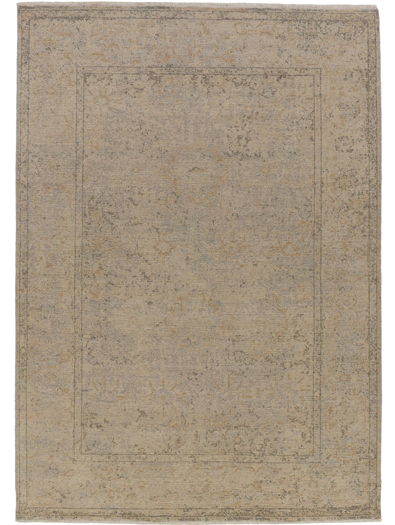 Valerie VAL-04 neutral Persian rug with neutral light grey and brass accents.