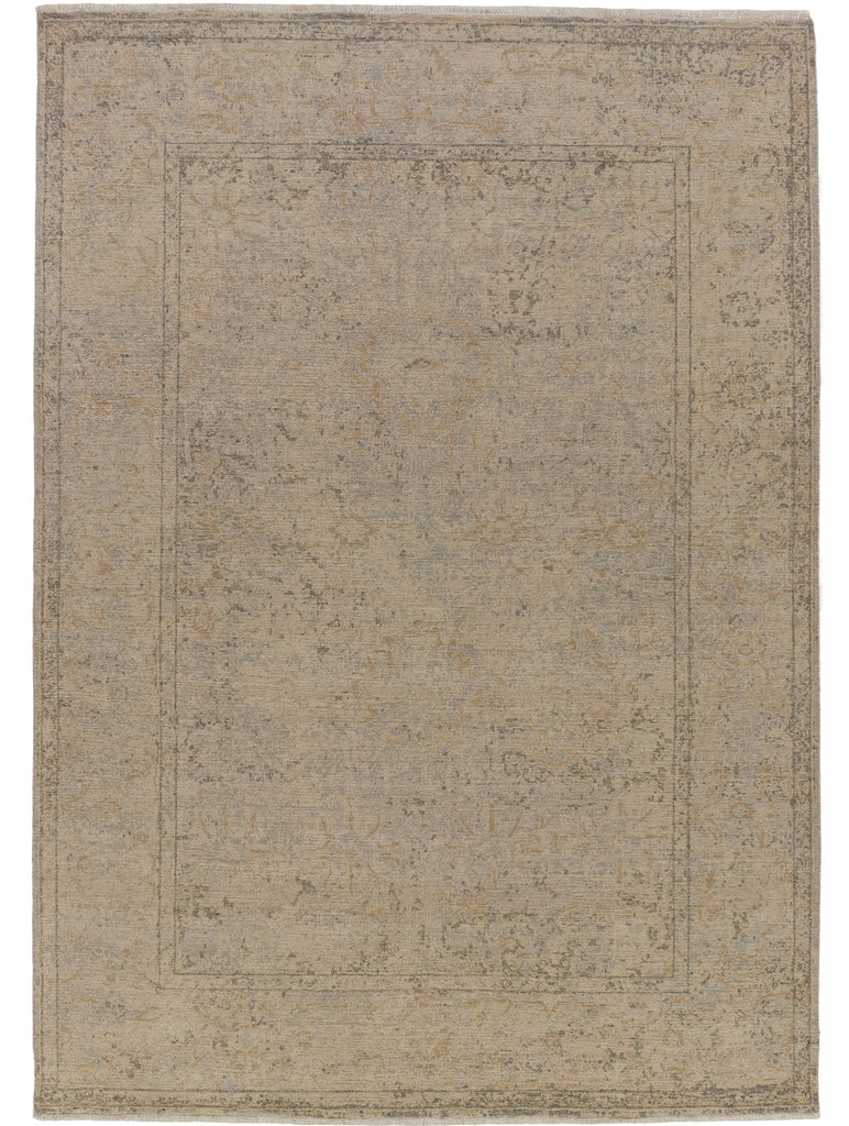 Valerie VAL-04 neutral Persian rug with neutral light grey and brass accents.